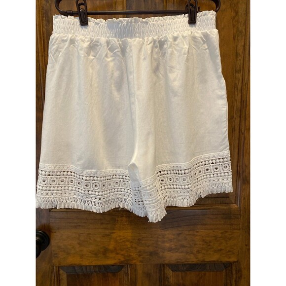 Boho Lace Trim Shorts Plus Sz  XL White Wide Elastic Waist Bohemian
Hippie Gypsy - Picture 8 of 12